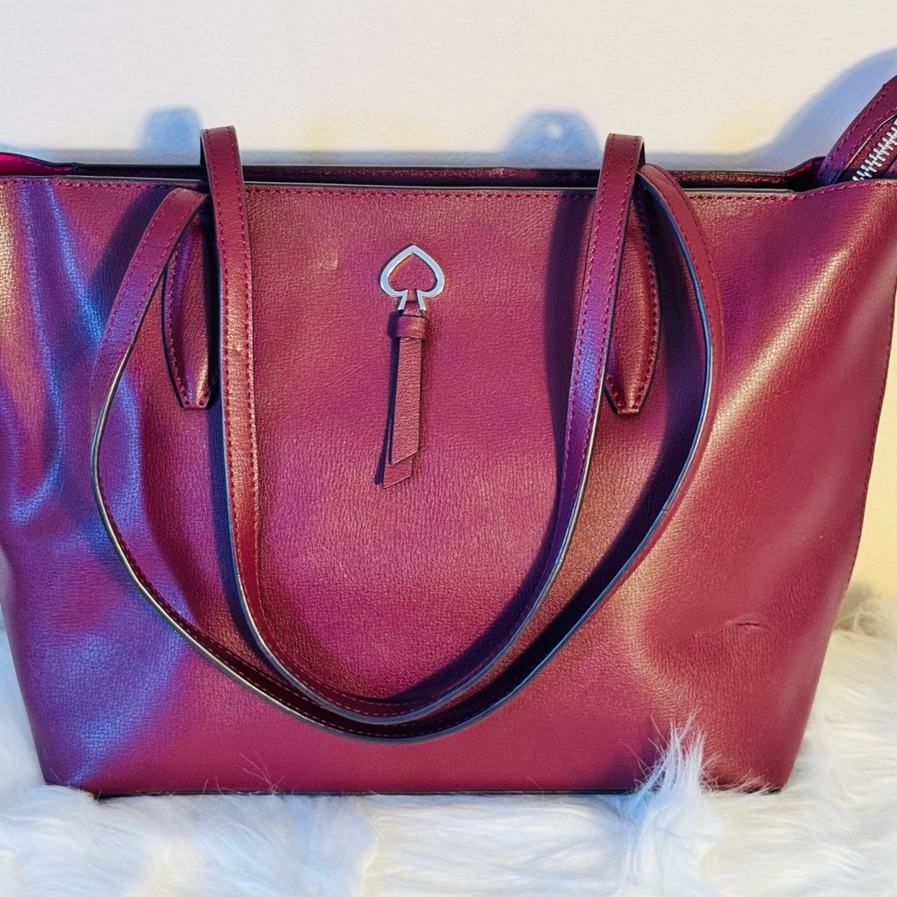 Kate Spade leather Burgundy shoulder Bag w/callouts see description